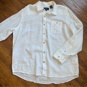 Nat Nast Luxury Original 100% Linen White Long Sleeve Button Down Shirt in‎ XXL